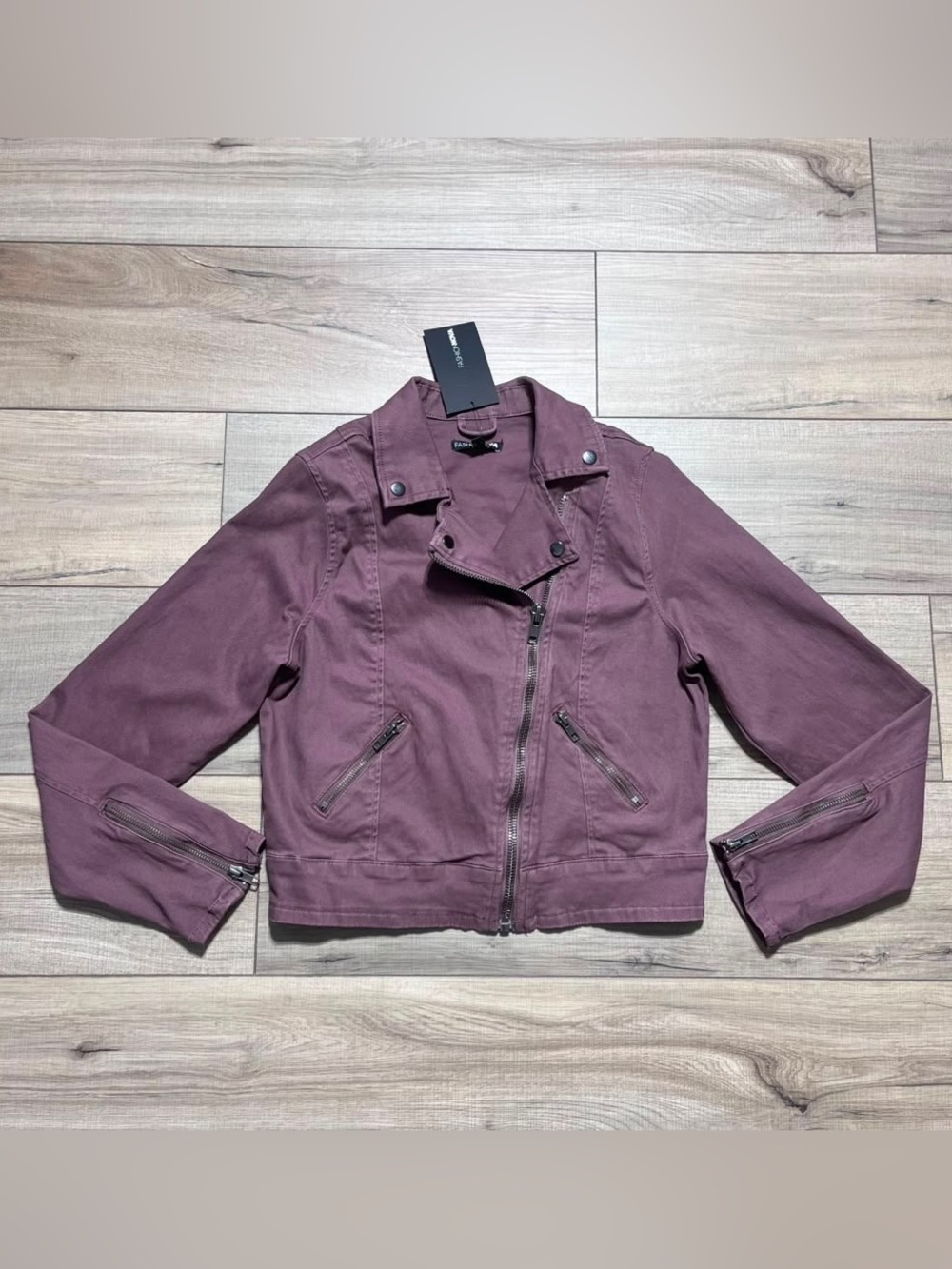 Fashion Nova Womens Ride For Me Crop Moto Jacket Size Medium Mauve